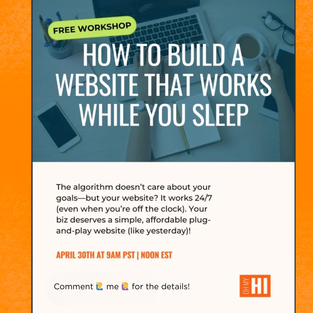 Want a website that works while you’re off living your best life? 🙌 This free workshop on April 30 is where it’s at. I’ll be there—grab your spot: 
 Comment 🙋‍♂️ me 🙋‍♀️ for the details!